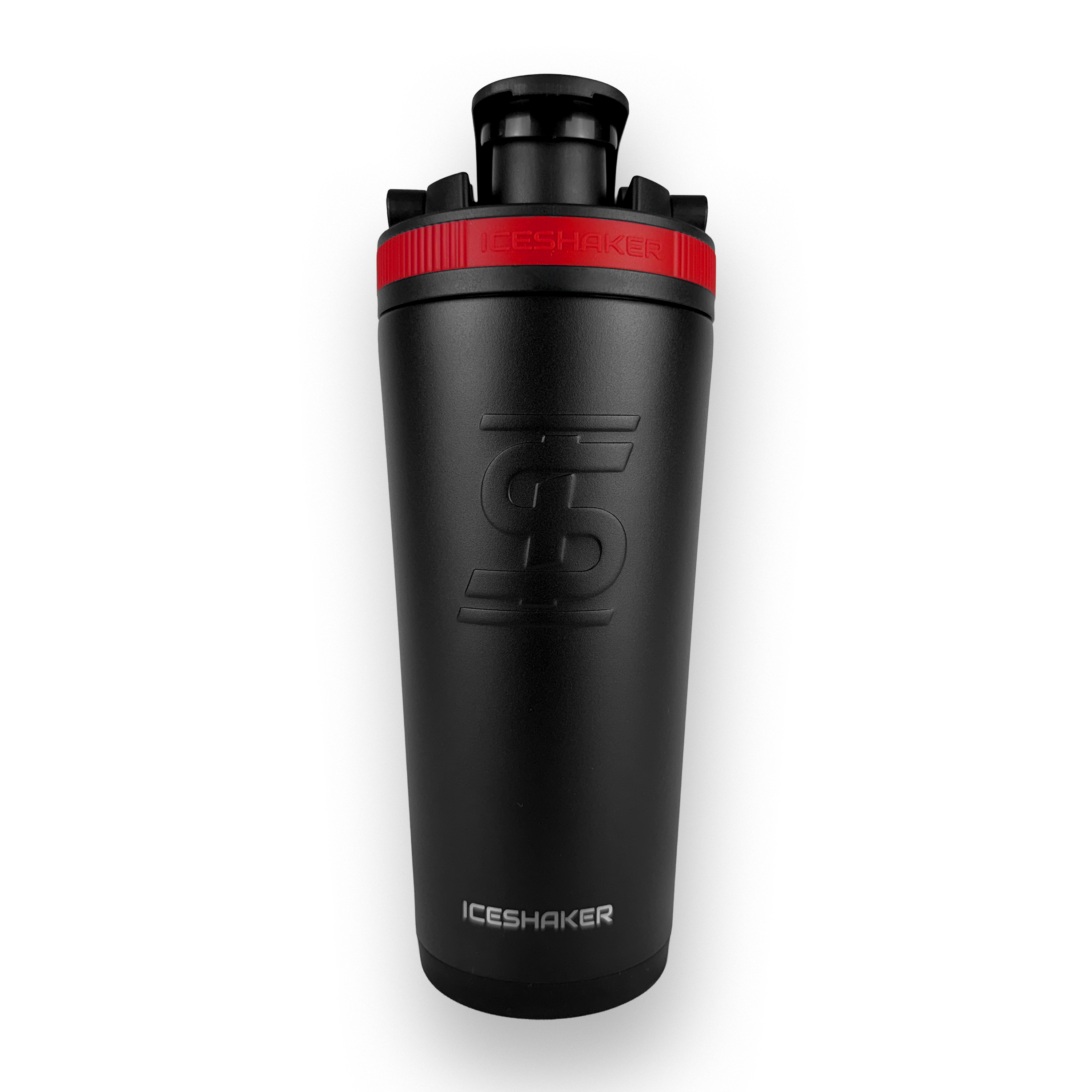 Termo Shaker 768ml - Negro Banda Roja - https://www.iceshaker.com/