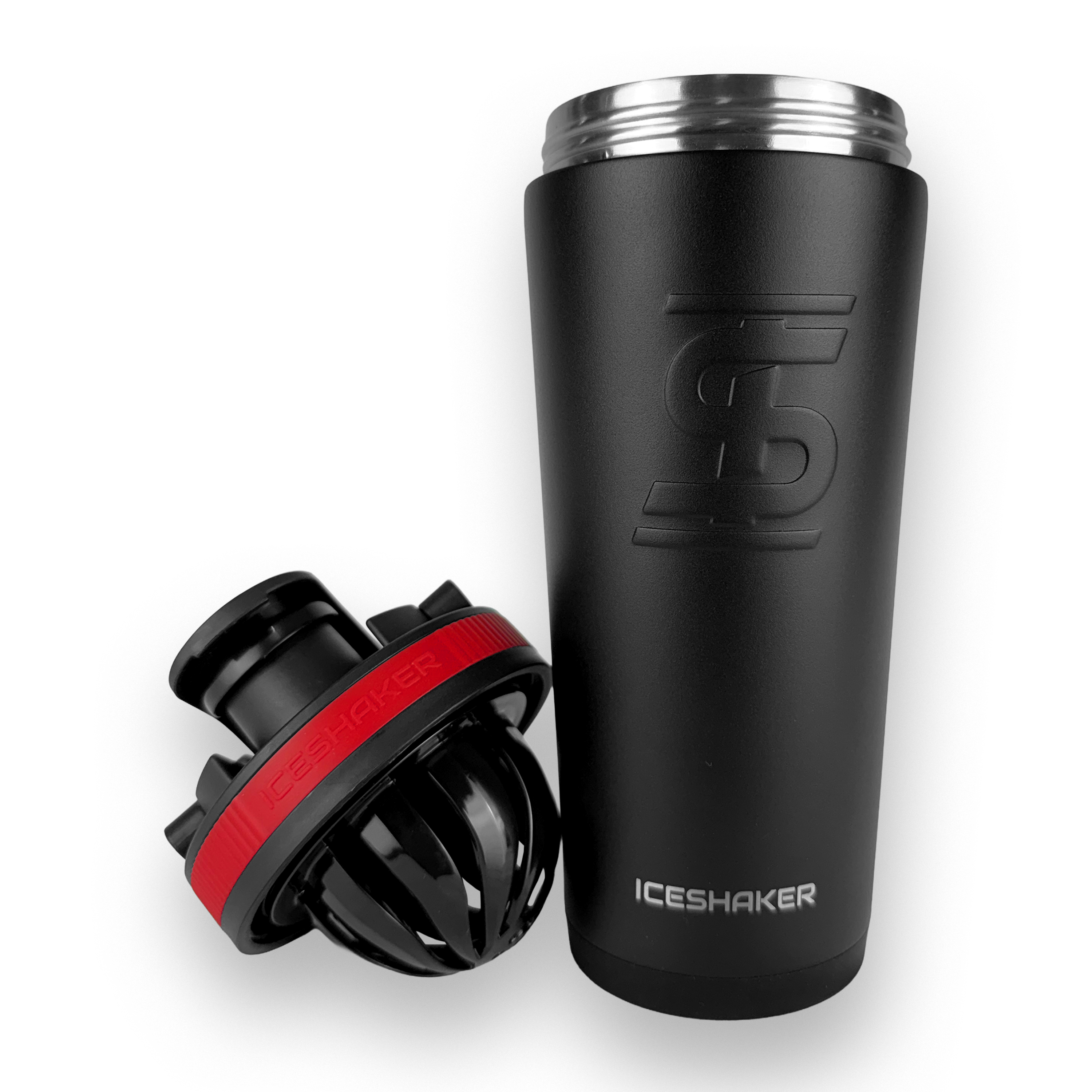 Termo Shaker 768ml - Negro Banda Roja - https://www.iceshaker.com/