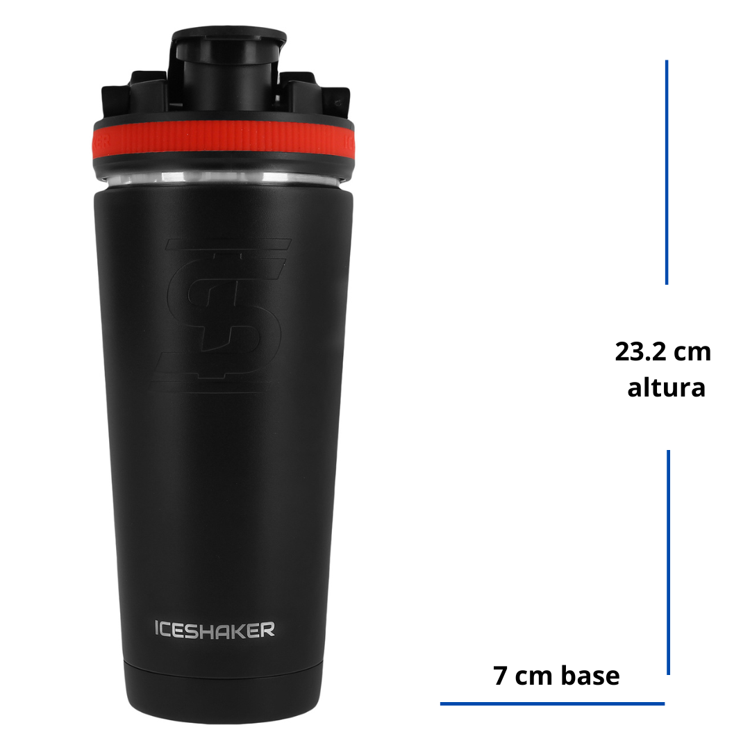 Termo Shaker 768ml - Negro Banda Roja - https://www.iceshaker.com/