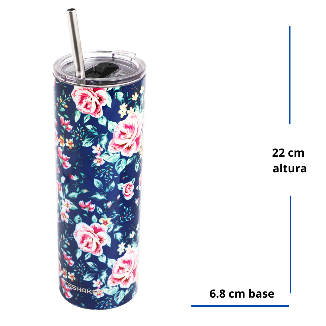 Vaso Skinny 591ml  Floral Azul - https://www.iceshaker.com/