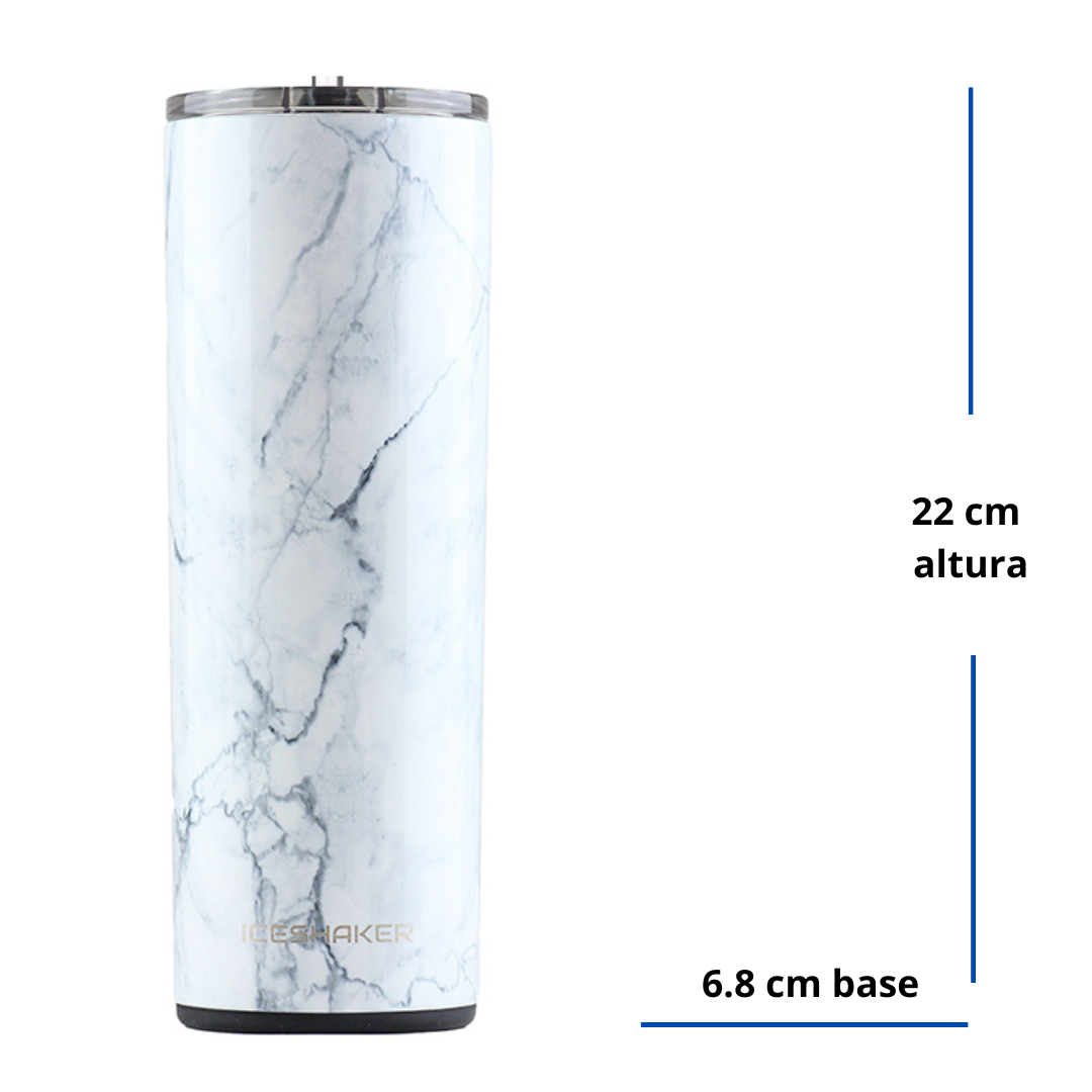 Vaso Skinny 591ml Mármol Blanco - https://www.iceshaker.com/